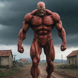 In an unexpected twist, the imposing figure of the Colossal Titan vanishes, leaving behind a village indelibly marked by fear, yet still standing. The stormy, fiery scene is now strangely quiet and empty.