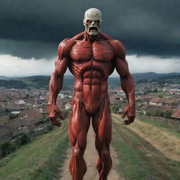 In an unexpected twist, the imposing figure of the Colossal Titan vanishes, leaving behind a village indelibly marked by fear, yet still standing. The stormy, fiery scene is now strangely quiet and empty.