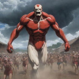 In a miraculous turn of events, the Colossal Titan disappears without a trace, leaving the villagers rejoicing. The stormy scene transforms into one of joy and relief as the villagers celebrate their unexpected deliverance.