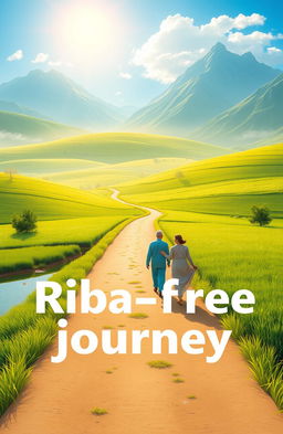 A serene landscape illustrating a 'Riba-free journey', showcasing peaceful pathways through lush green fields and tranquil waters