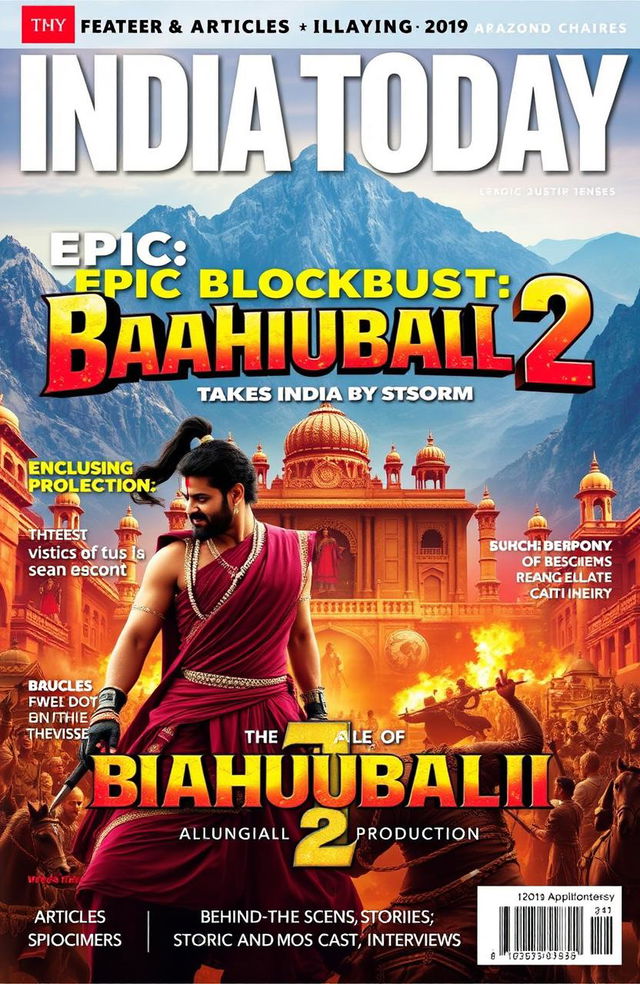 A magazine cover for "India Today" featuring the epic blockbuster "Baahubali 2