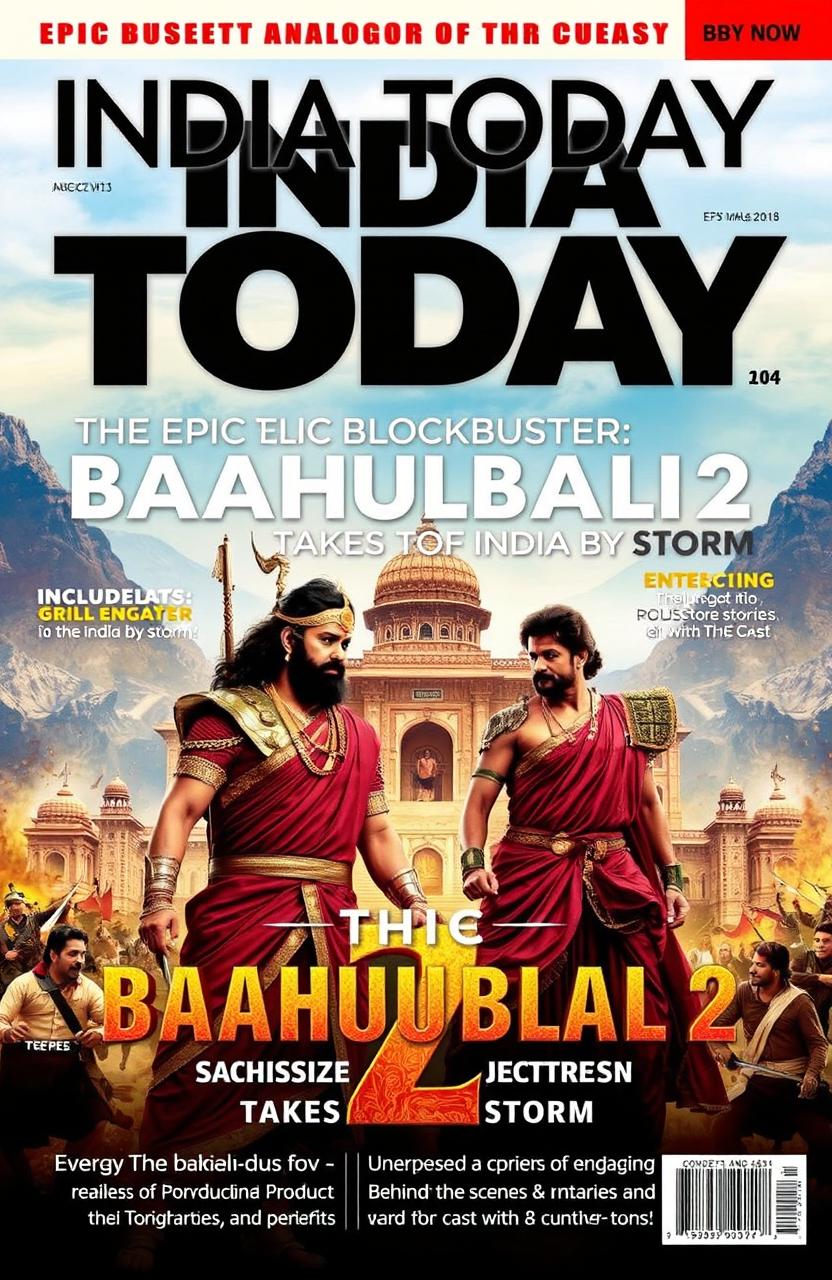 A magazine cover for "India Today" featuring the epic blockbuster "Baahubali 2