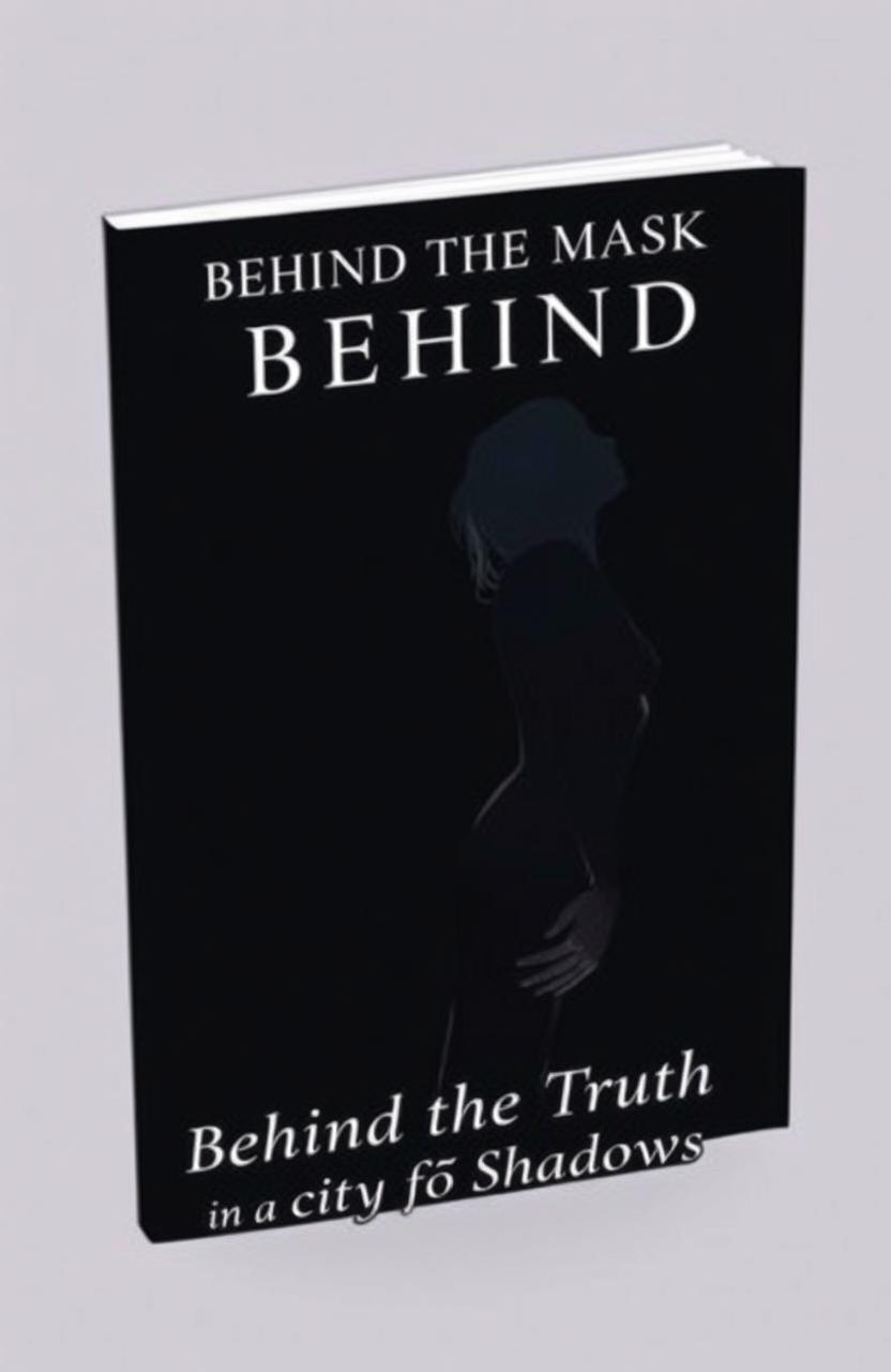 A captivating book cover featuring the title "BEHIND THE MASK" prominently displayed at the top, with the subtitle "unveiling the Truth in a city of shadows" below it