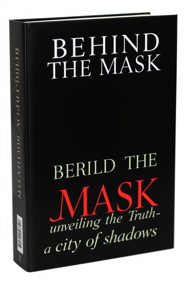 A captivating book cover featuring the title "BEHIND THE MASK" prominently displayed at the top, with the subtitle "unveiling the Truth in a city of shadows" below it