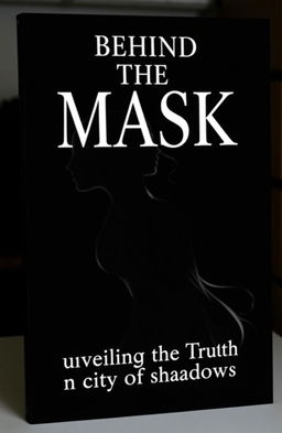 A captivating book cover featuring the title "BEHIND THE MASK" prominently displayed at the top, with the subtitle "unveiling the Truth in a city of shadows" below it