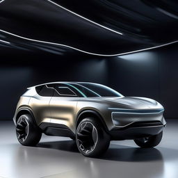 A 4-door futuristic SUV, embodying state-of-the-art technology and sleek, progressive design.