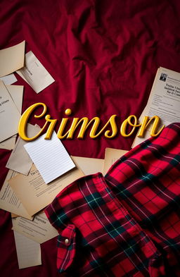 A captivating book cover for a murder mystery titled 'Crimson'