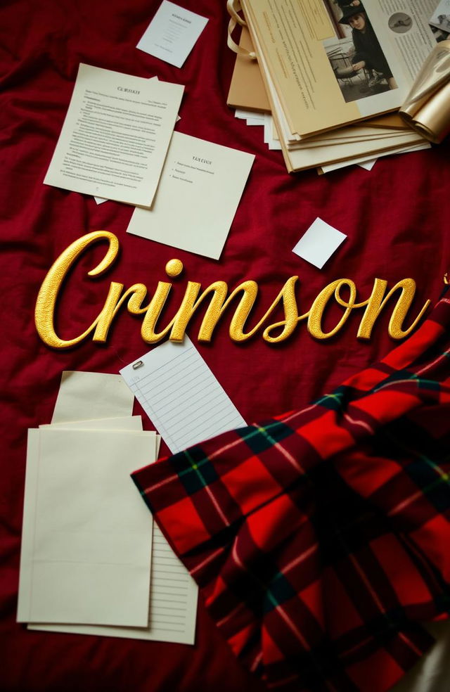 A captivating book cover for a murder mystery titled 'Crimson'