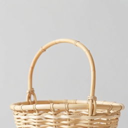 A simple bamboo woven basket, with a clean and minimalistic design, featuring no handles