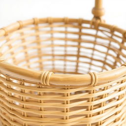 A simple bamboo woven basket, with a clean and minimalistic design, featuring no handles