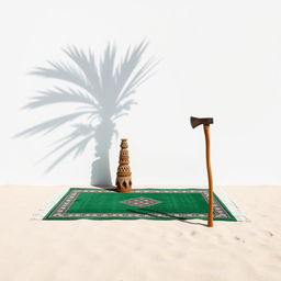 A minimalist scene set against a crisp white background featuring a large palm tree positioned in the corner