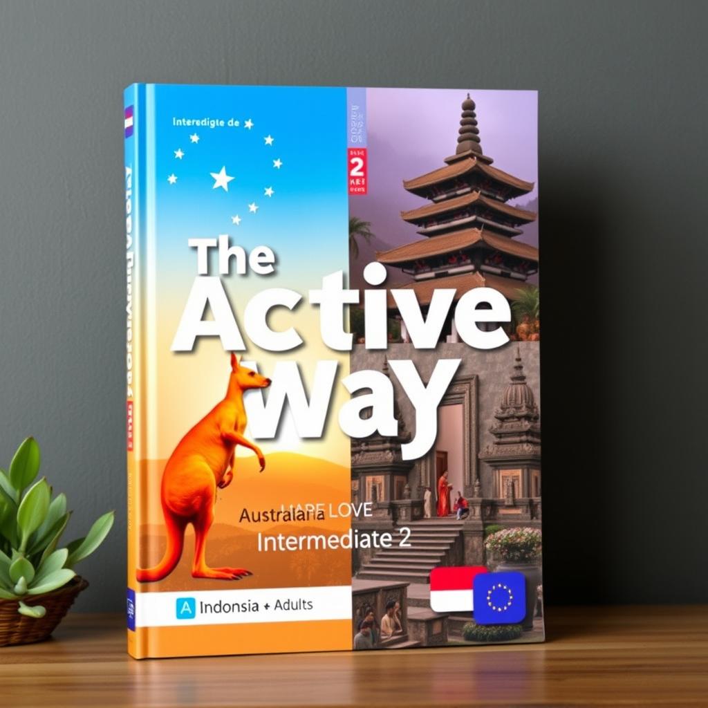 A visually striking book cover design for "The Active Way Intermediate 2: English for Adults"