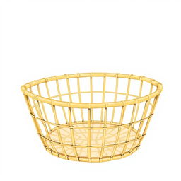 An illustration of a simple, thin bamboo woven basket, featuring no handles and a minimalist design