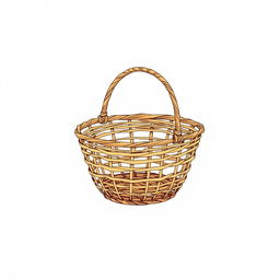 An illustration of a thin woven basket that features a simple design with no handles