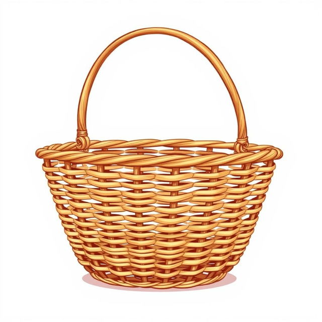 An illustration of a thin woven basket that features a simple design with no handles