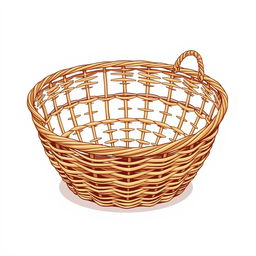 An illustration of a thin woven basket that features a simple design with no handles