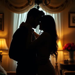 A passionate couple intertwined in a romantic embrace, showcasing their strong connection