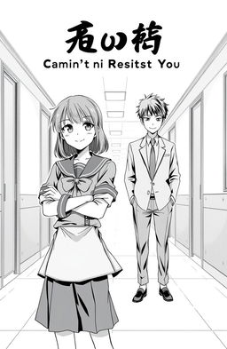 A black-and-white manga cover for a romance story featuring a bratty female lead and a cool, aloof male lead