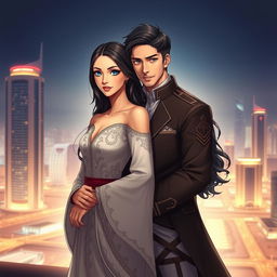 A stunning portrait of 'Galyah', the princess of Lusail, alongside her husband, Prince Levi Ackerman from 'Attack on Titan'