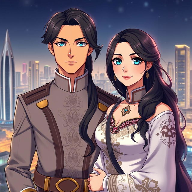 A stunning portrait of 'Galyah', the princess of Lusail, alongside her husband, Prince Levi Ackerman from 'Attack on Titan'