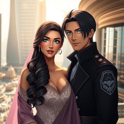A stunning portrait of 'Galyah', the princess of Lusail, alongside her husband, Prince Levi Ackerman from 'Attack on Titan'