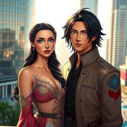A stunning portrait of 'Galyah', the princess of Lusail, alongside her husband, Prince Levi Ackerman from 'Attack on Titan'
