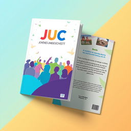 A vibrant and uplifting cover design for a project titled 'JUC - Jovens Unidos em Cristo'