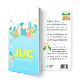 A vibrant and uplifting cover design for a project titled 'JUC - Jovens Unidos em Cristo'