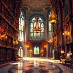 An enchanting 2-D video game background inspired by Disney's 'Beauty and the Beast', showcasing the interior of the grand palace