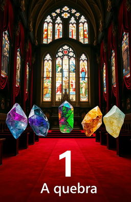 A majestic cathedral interior featuring rich red carpets and elegant curtains