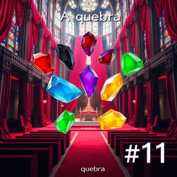 A grand cathedral interior adorned with luxurious red carpets and rich red curtains