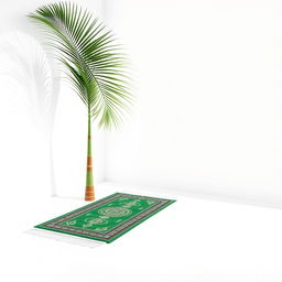 A picturesque scene featuring a single palm tree positioned in the corner, gently curving toward the center of the image, creating an inviting presence