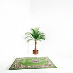 A picturesque scene featuring a single palm tree positioned in the corner, gently curving toward the center of the image, creating an inviting presence