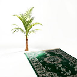 A picturesque scene featuring a single palm tree positioned in the corner, gently curving toward the center of the image, creating an inviting presence