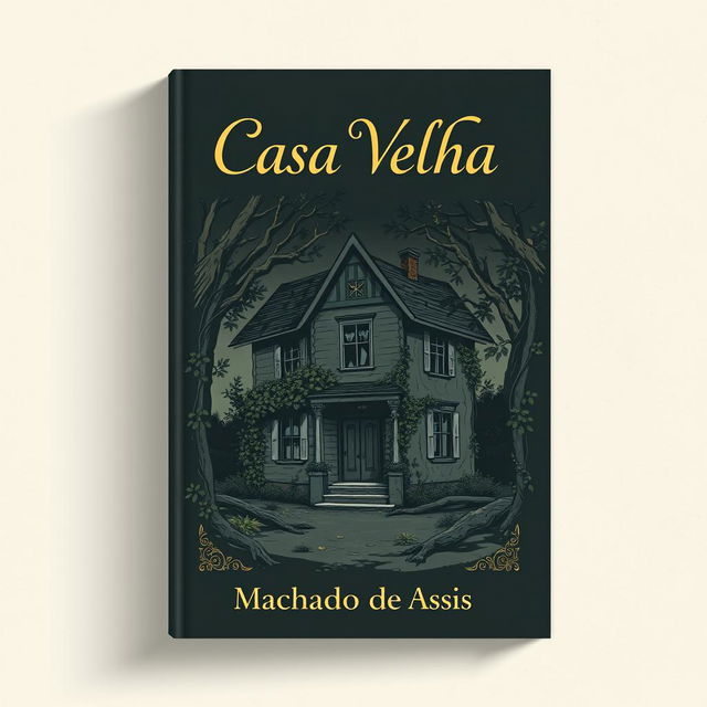 A book cover design for "Casa Velha" (Old House) by Machado de Assis, embodying a cool, edgy yet classic aesthetic