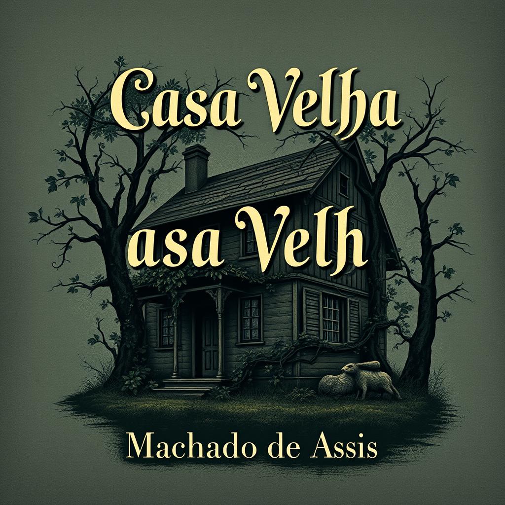 A book cover design for "Casa Velha" (Old House) by Machado de Assis, embodying a cool, edgy yet classic aesthetic