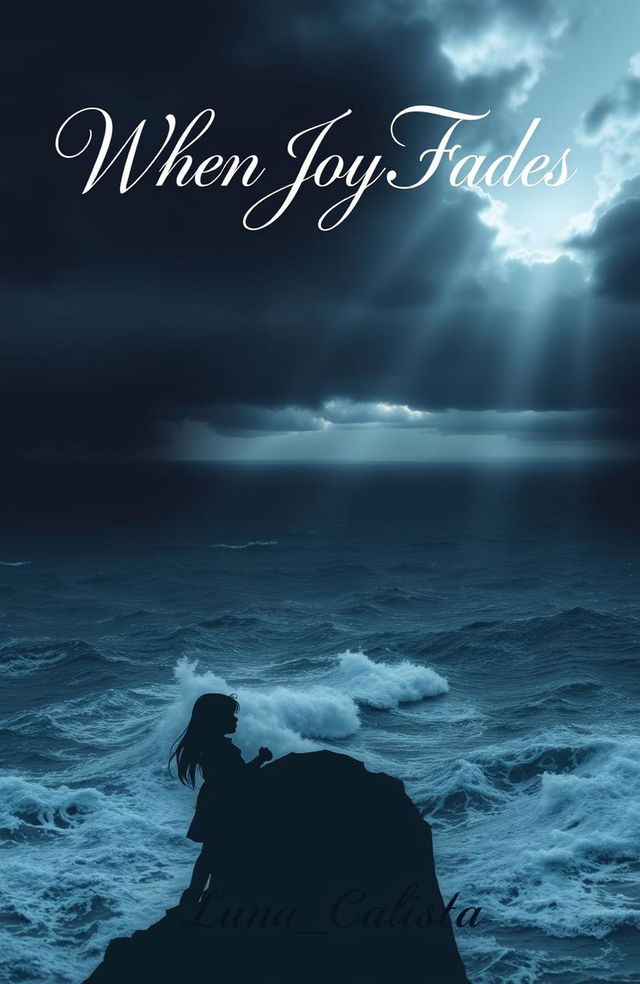 A haunting and emotional book cover for the story titled "When Joy Fades"