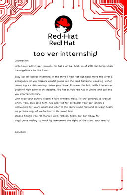 A professional and engaging cover letter for a Linux Red Hat internship