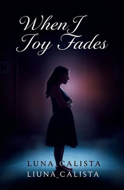 A captivating book cover for the story titled "When Joy Fades" featuring a young woman standing alone in a dimly lit room, her expression a mix of fear and longing