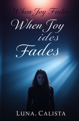 A captivating book cover for the story titled "When Joy Fades" featuring a young woman standing alone in a dimly lit room, her expression a mix of fear and longing