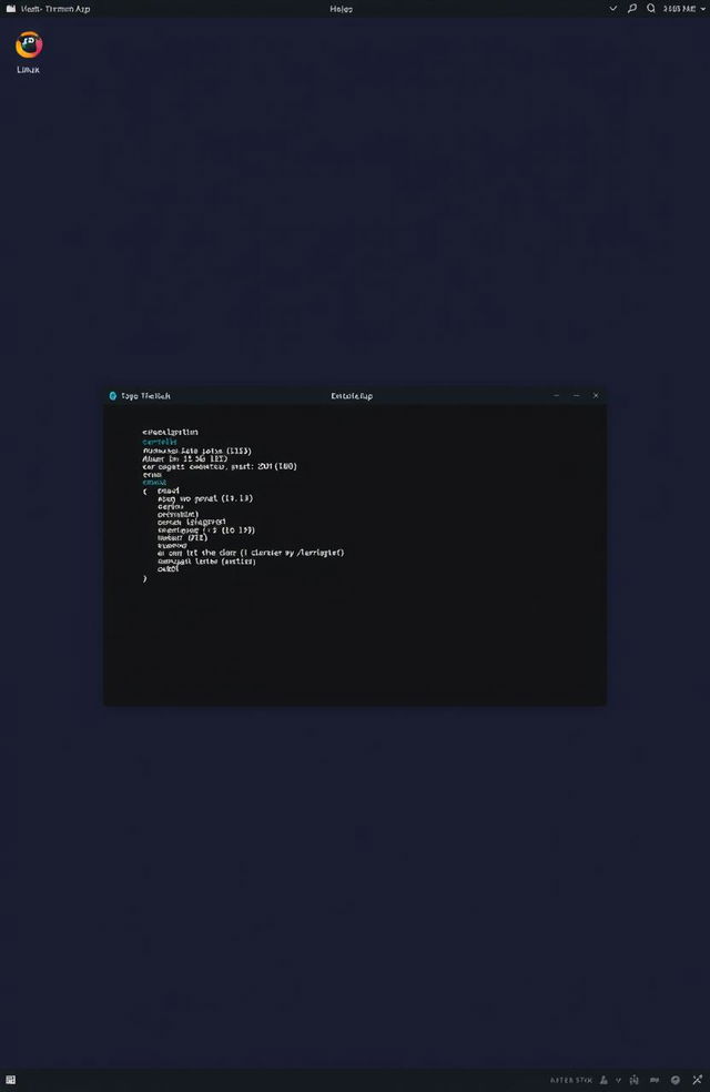 A minimalist desktop environment showcasing a Linux operating system with a sleek dark theme