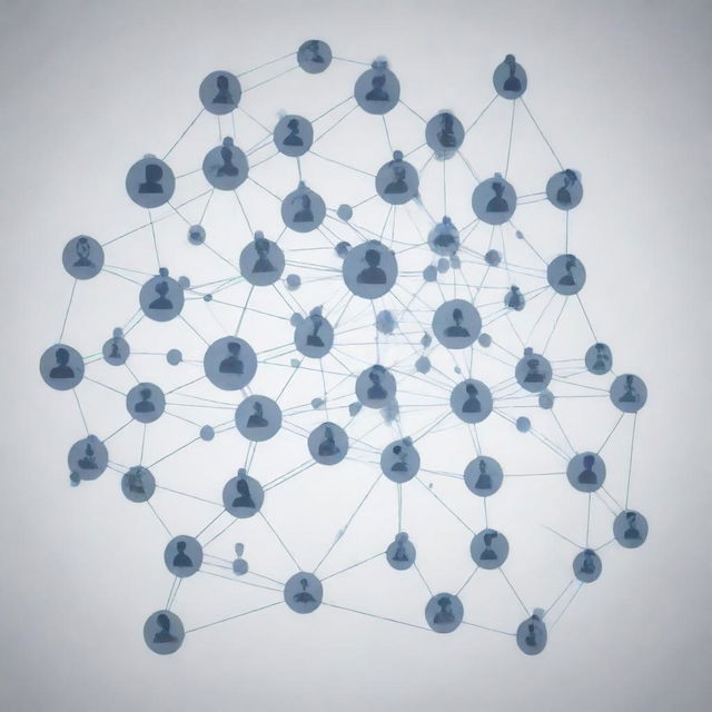 A detailed and sophisticated schematic representation of a digital population, with nodes and connections symbolizing individuals and their links.