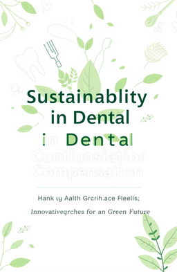 A book cover design for a graduation project focused on sustainability in dental compensation