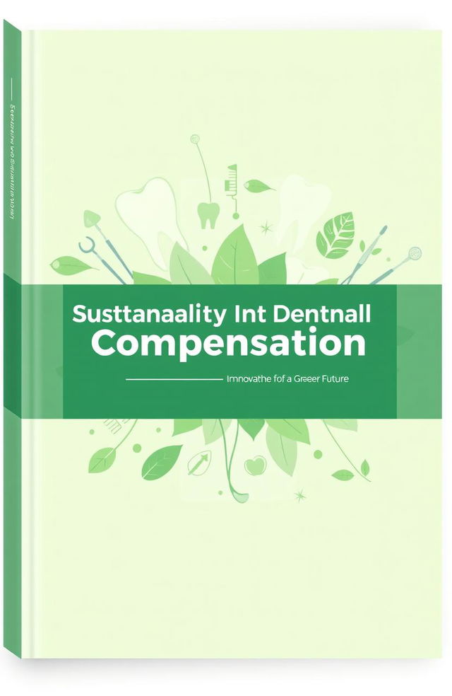 A book cover design for a graduation project focused on sustainability in dental compensation