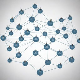 A detailed and sophisticated schematic representation of a digital population, with nodes and connections symbolizing individuals and their links.