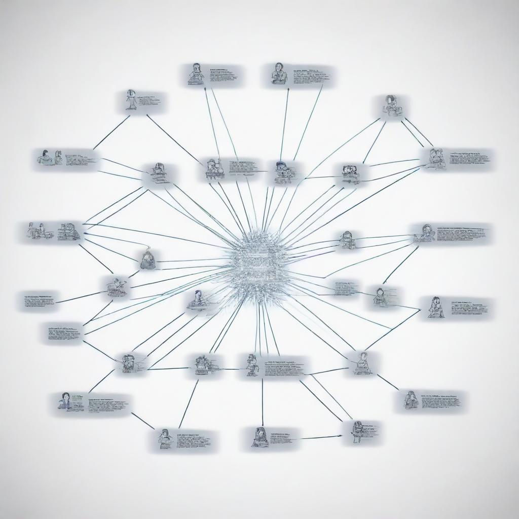 An intricate school schematic diagram representing the digital population of students. Each node symbolizes an individual student, connected by lines indicating their relationships.