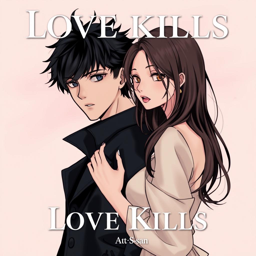 Professional manhwa cover for ‘Love Kills’, depicting the male and female leads standing side by side, close but not touching