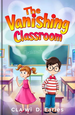 An enchanting cover for a children's book titled "The Vanishing Classroom"