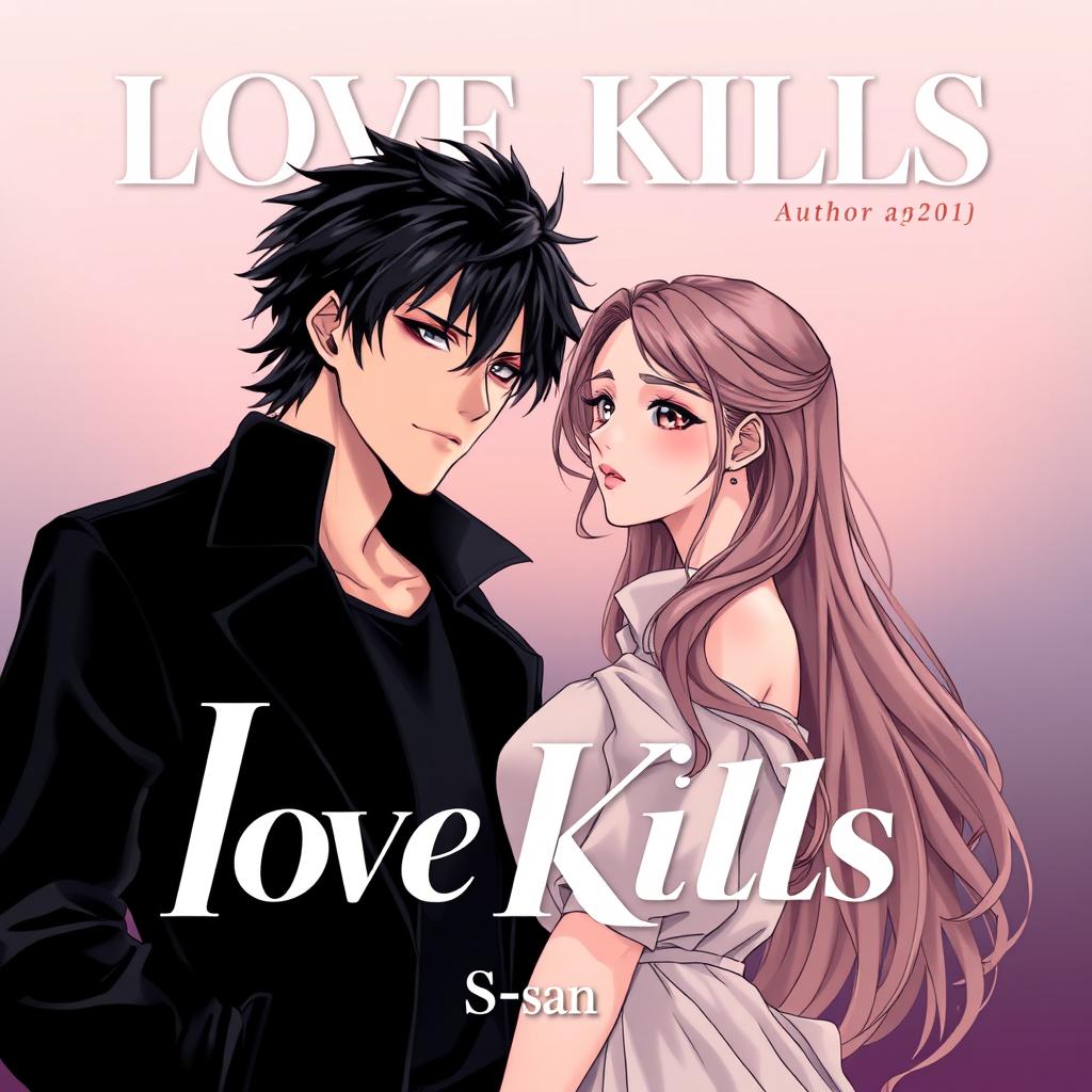 Professional manhwa cover for ‘Love Kills’, showcasing the male and female leads standing together side by side, close yet not touching