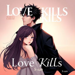 Professional manhwa cover for ‘Love Kills’, showcasing the male and female leads standing together side by side, close yet not touching